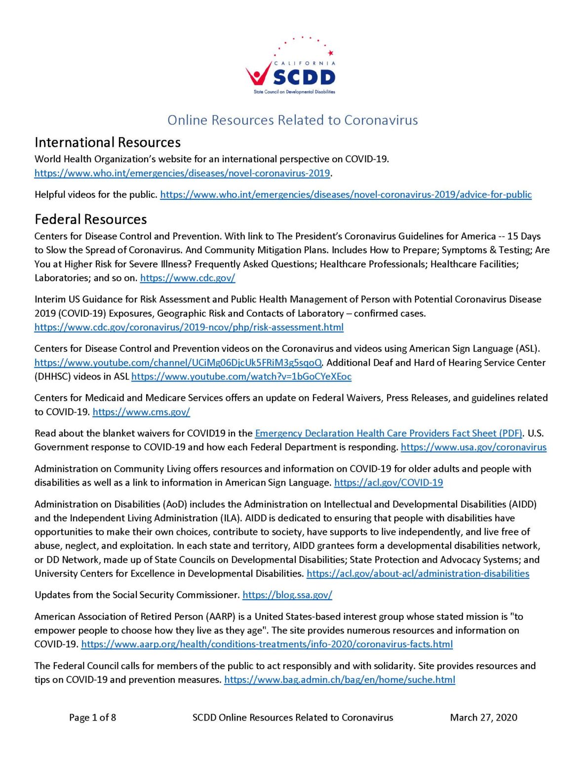 SCDD Covid-19 Resource List 3-27-20 - Chapman University | Transition CA