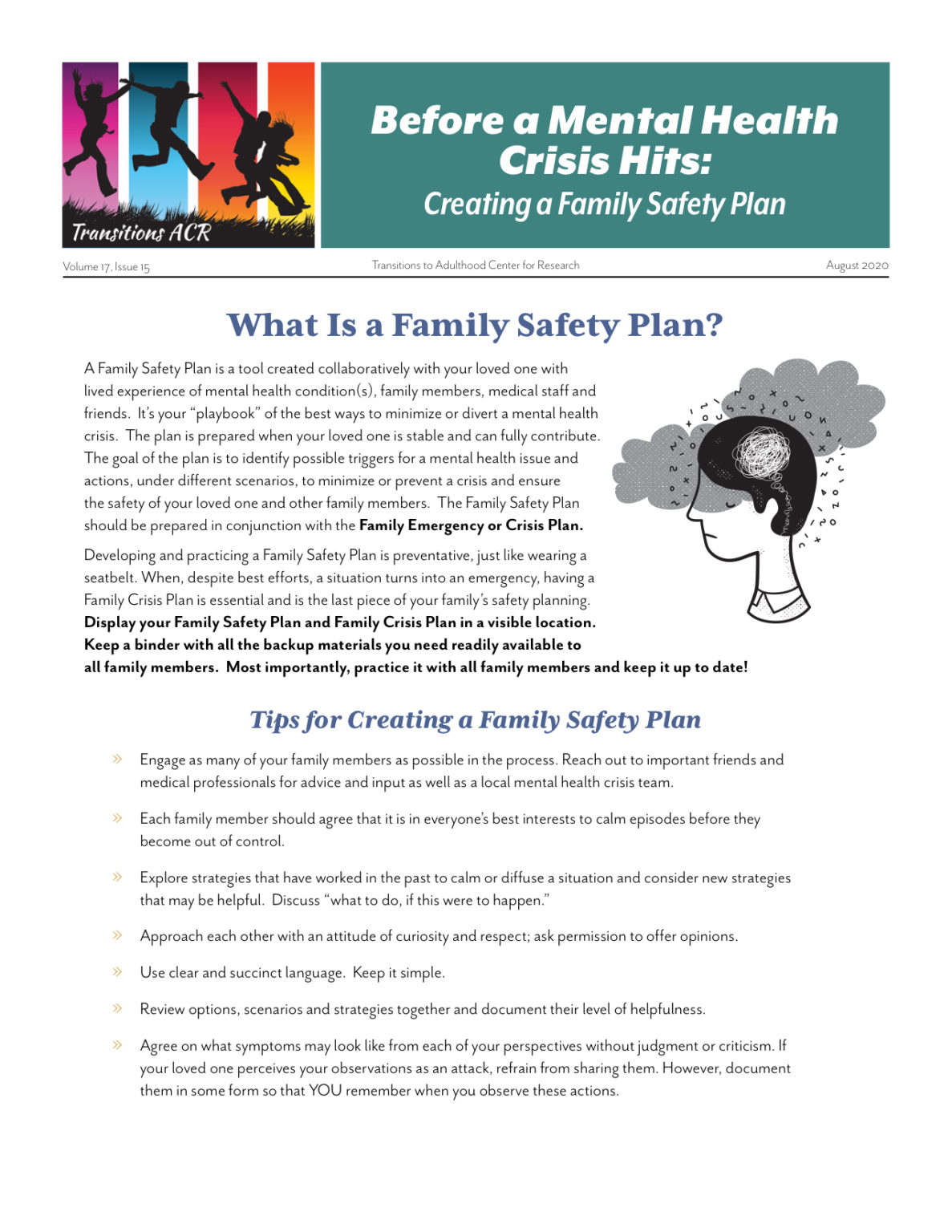 Creating a Mental Health Family Safety Plan Chapman University Transition CA