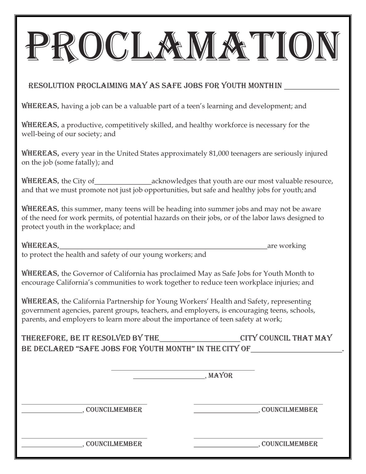 City Proclamation Template Chapman University Transition CA City Proclamation Template Chapman University Transition CA