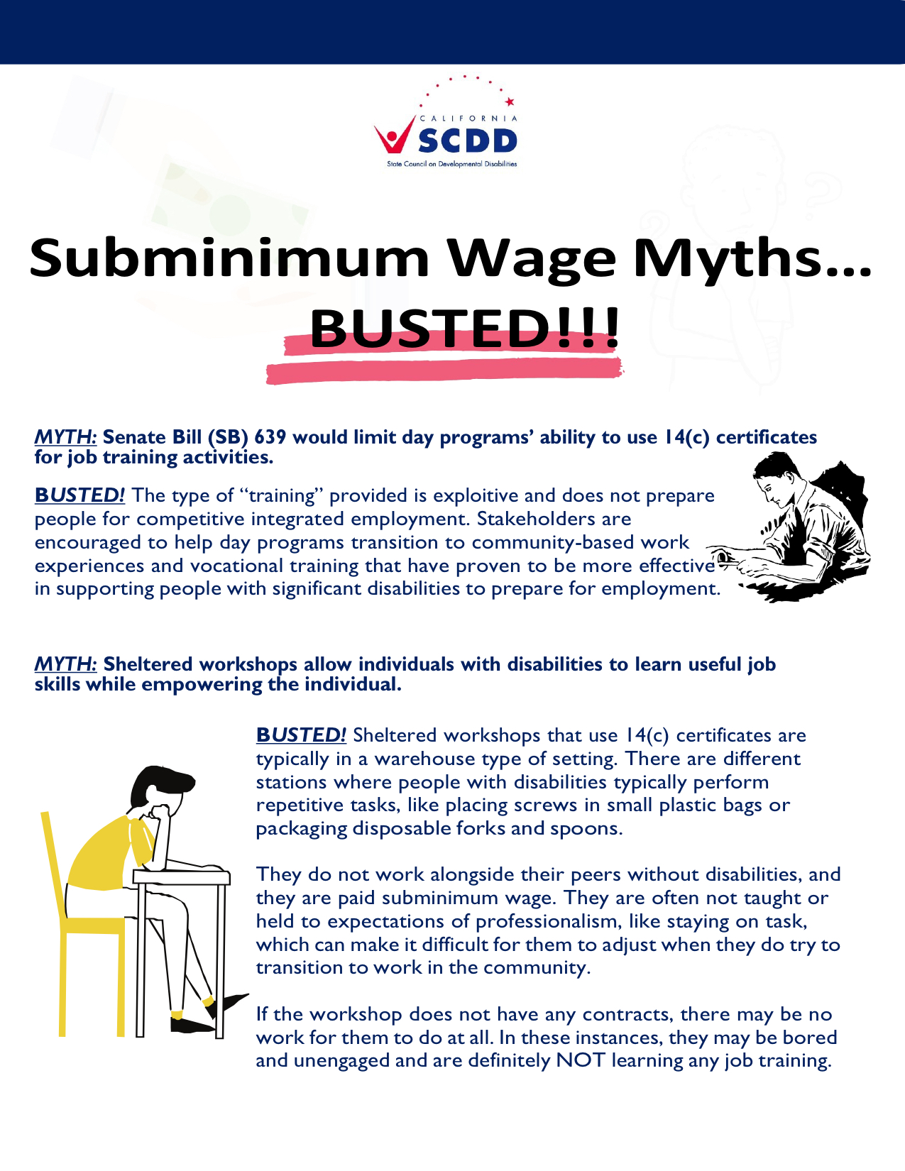 SCDD Subminimum Wage Myths...BUSTED! - Chapman University | Transition CA