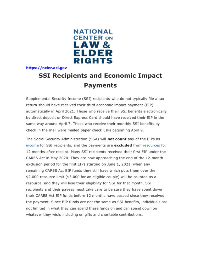 SSI & Economic Impact Payments Chapman University Transition CA