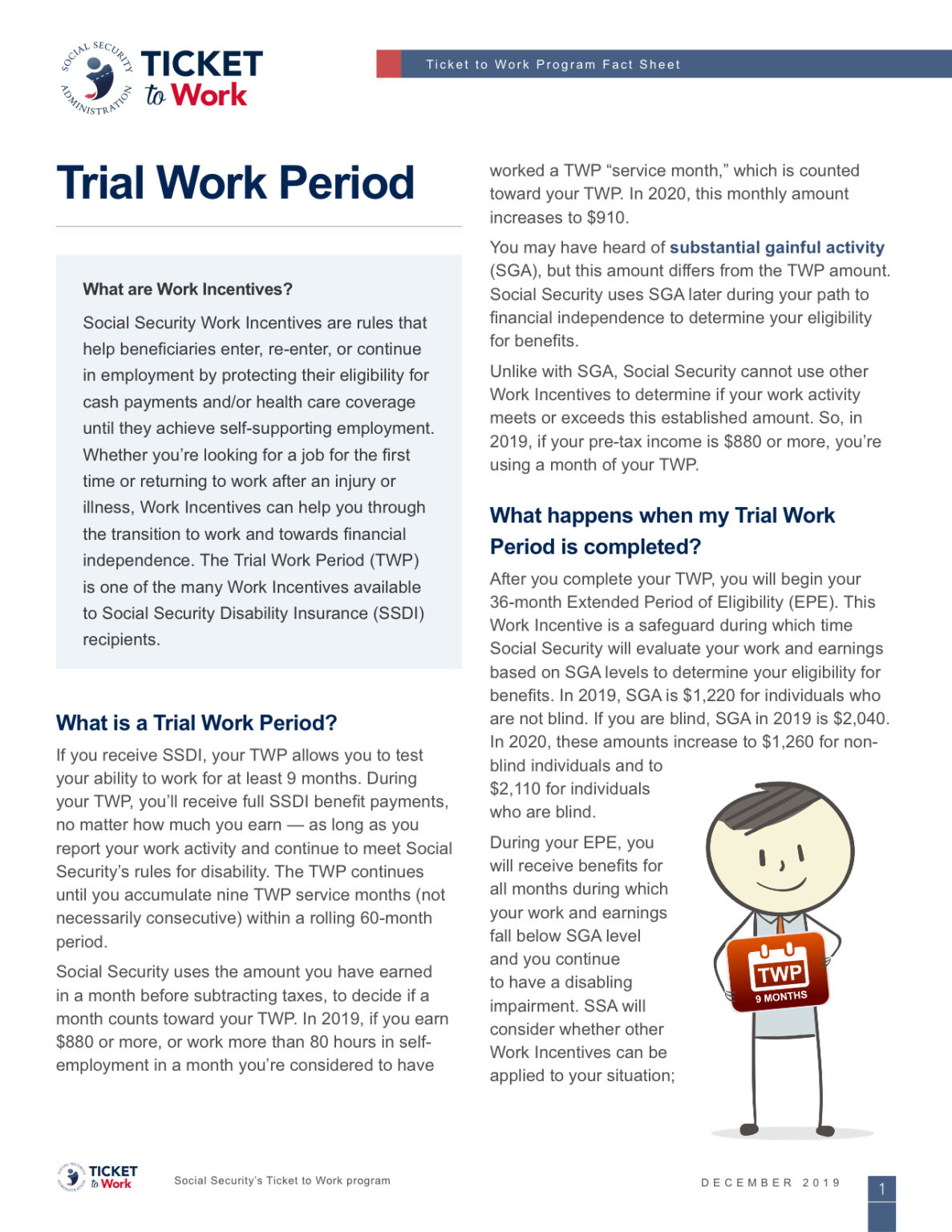Ticket to Work Fact Sheet Trial Work Period Chapman University Transition CA