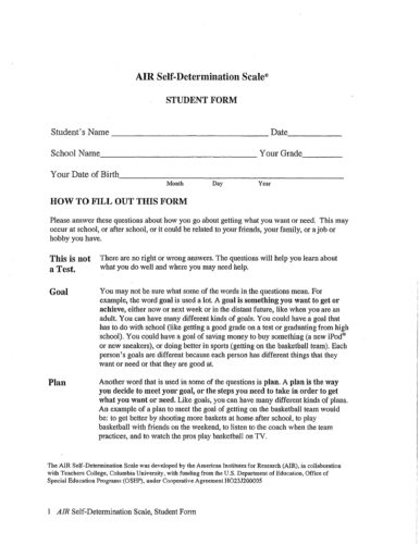 AIR Self Determination Scale - Chapman University | Transition CA