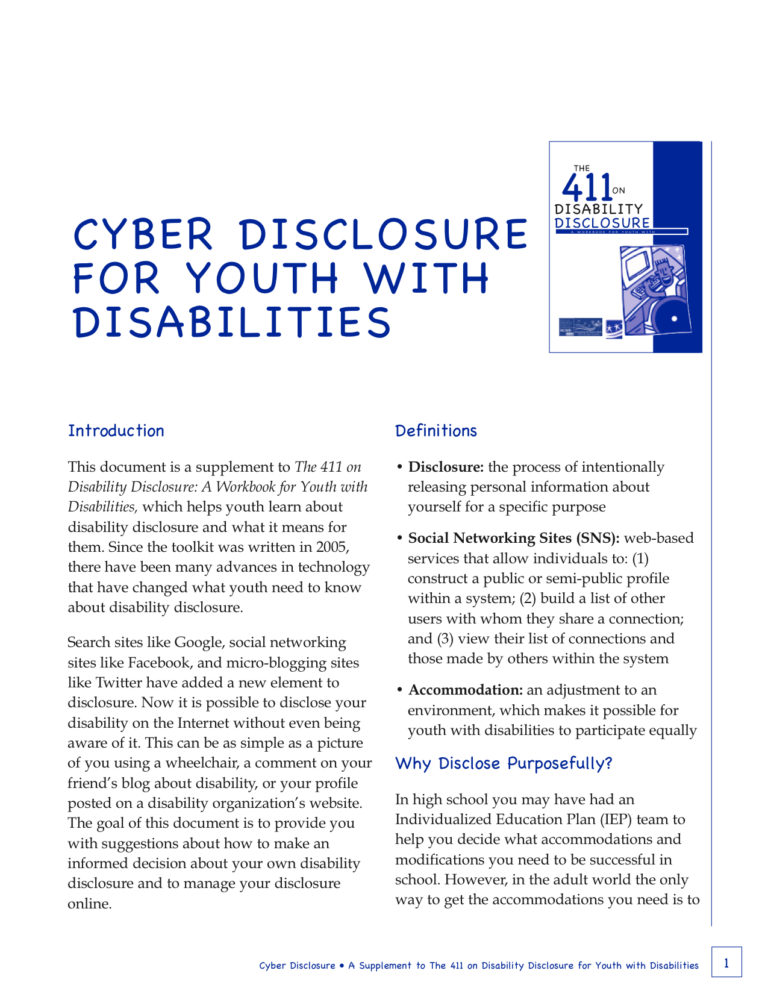Cyber Disclosure for Youth with Disabilities - Chapman University ...