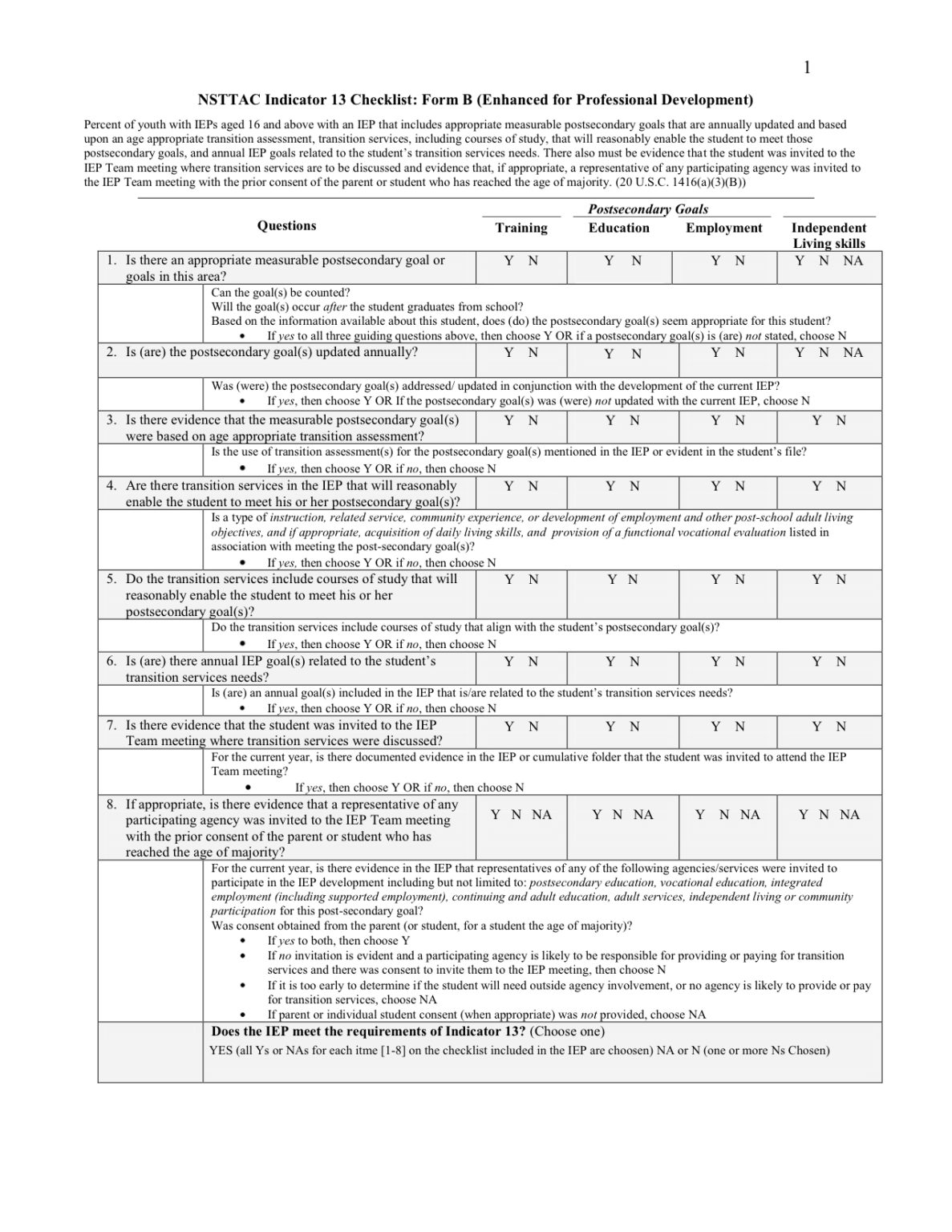 Indicator 13 Filled Example Chapman University Transition CA