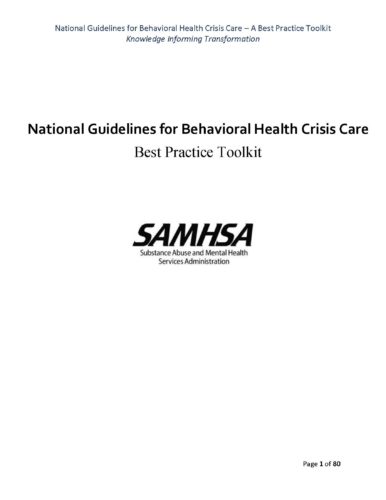 National Guidelines for Behavioral Health Crisis Care: Best Practices ...