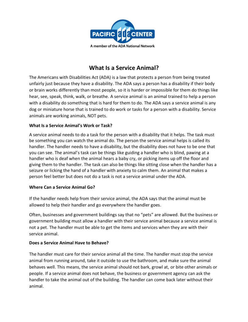 What Is a Service Animal 8-2022 - Chapman University | Transition CA