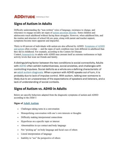 Signs of Autism in Adults - Chapman University | Transition CA